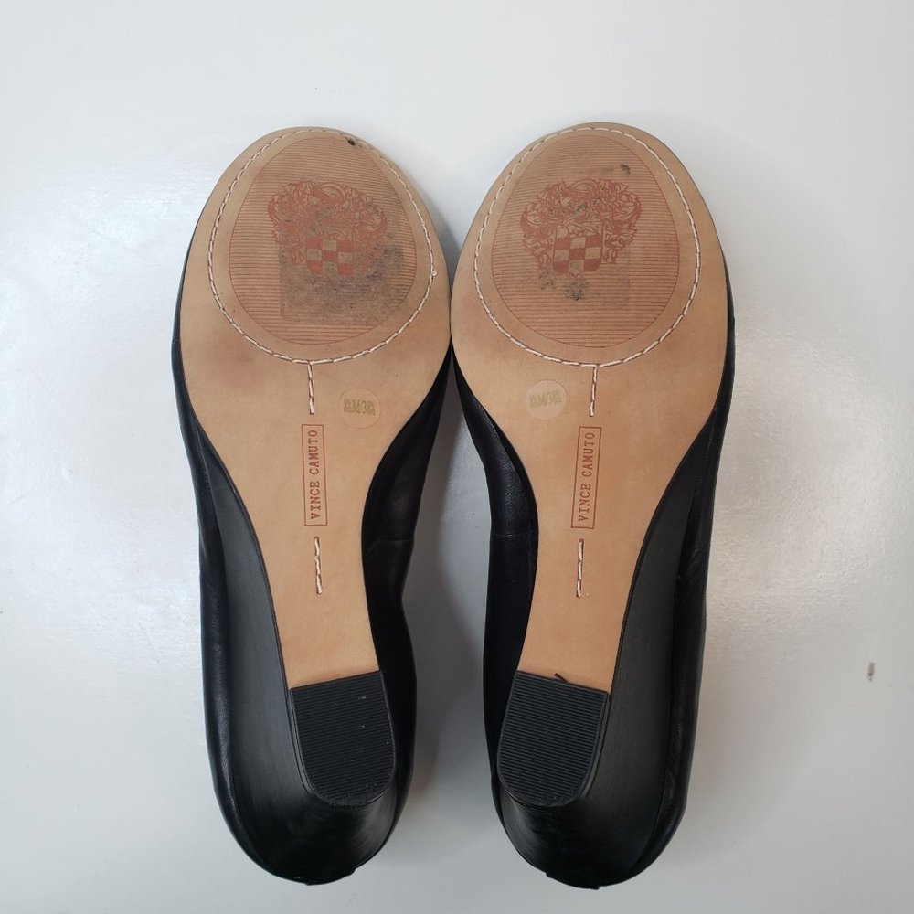 Vince Camuto Slip On Wedge Shoes Sz 8.5 Black Leather Comfort Heeled Dress Shoe - Picture 8 of 11